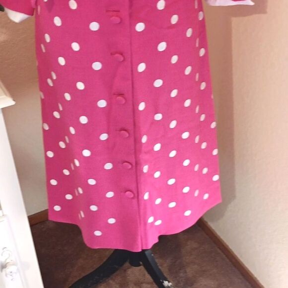 Doreen Lok Pink Polka Dot Dress with White Collar.Vintage. Polka Dot. - Picture 3 of 12
